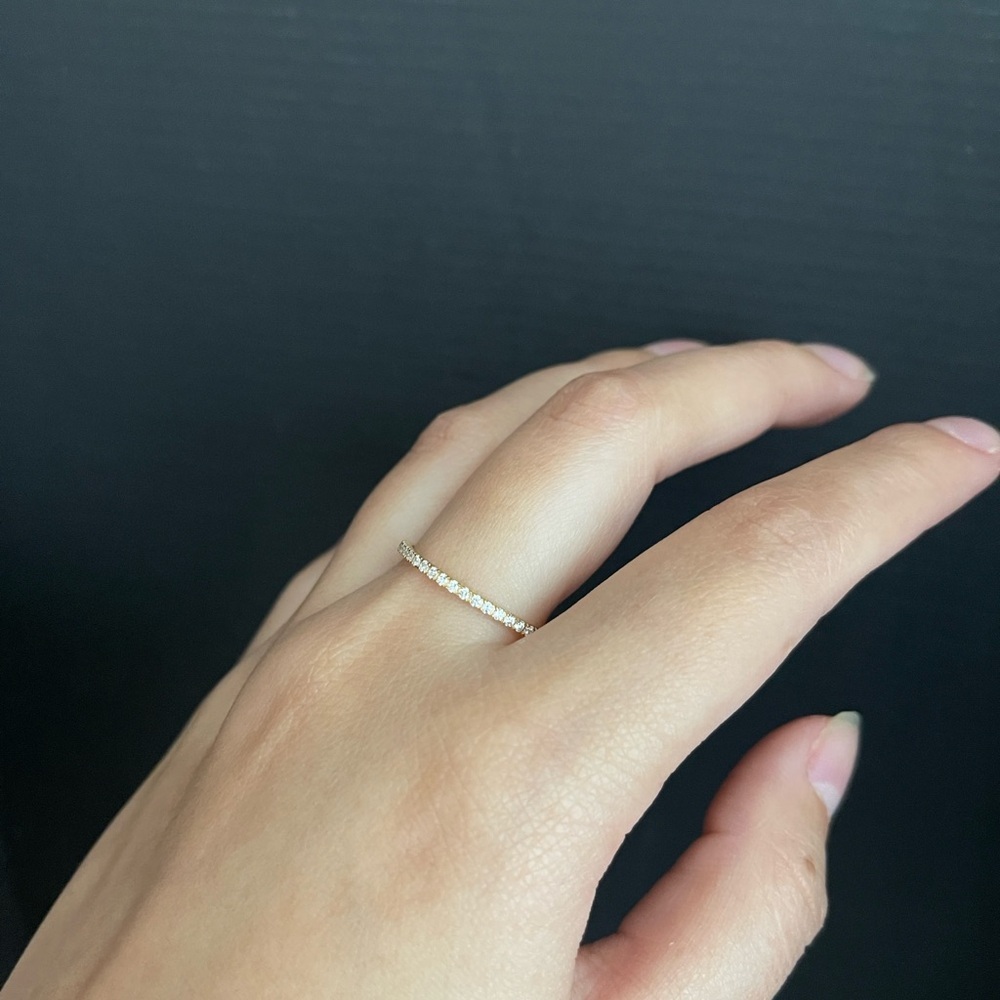 Sterling Silver Gold Tone Cz Band Stackable Eternity Ring Size 9